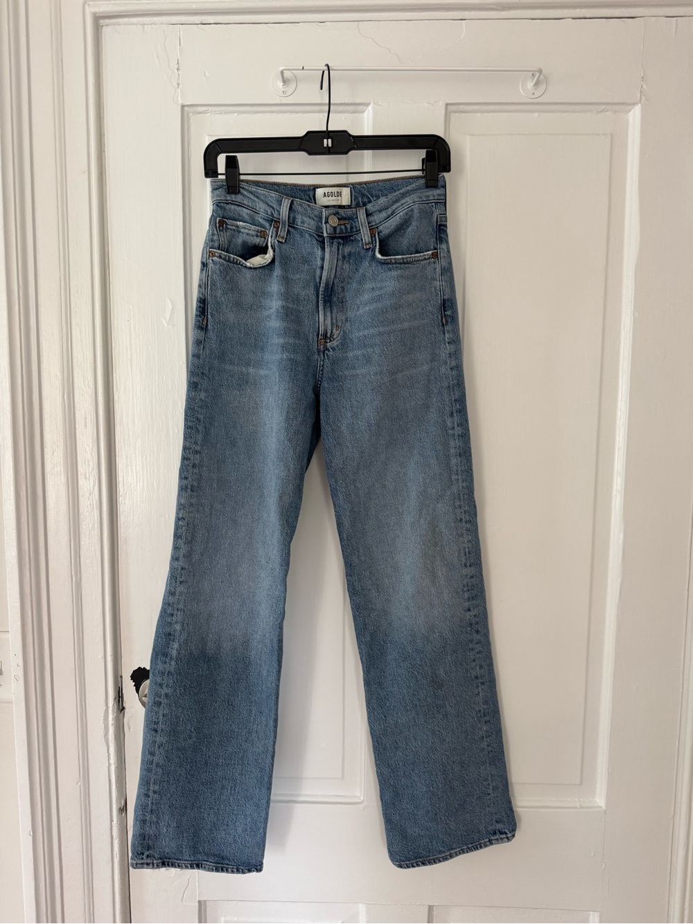 Agolde Mid Blue High-Rise Straight Jeans